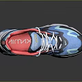 Modern Stylish Sports Shoes With Blue Black Red Accents And White Sole
