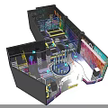 Colorful Indoor Playground With Slides Climbing Frames And Neon Lights