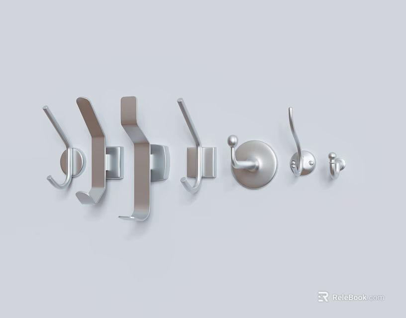 Modern Metal Wall Hooks in Different Design Styles for Household Use 3d model 