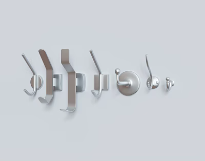 Modern Metal Wall Hooks in Different Design Styles for Household Use 3d model