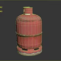 Red Worn Gas Cylinder with Rusty Base for Common Household Daily Use Essentials