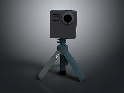 Gray Compact Computer Webcam with Tripod Stand and HD Lens for Video Streaming 3d model