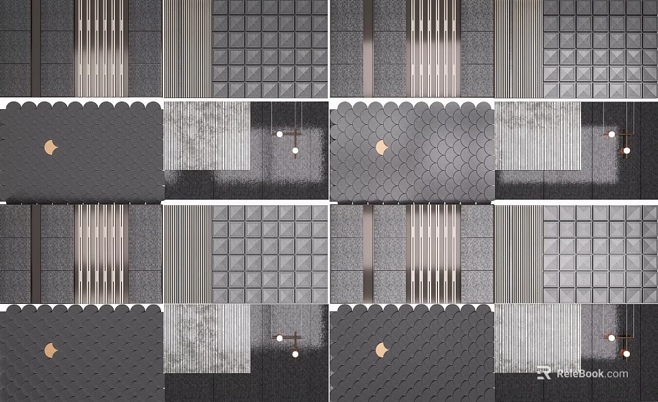 Modern Sofa Accent Wall Diverse Textures And Lights 3d model