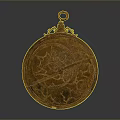 Ancient Ornate Brass Sundial With Intricate Carved Patterns And Circular Design