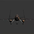 Camouflage Fighter Jet Model With Orange Black Paint And Weapons Under Wings
