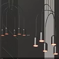 Modern Metallic Pendant Chandelier With Multiple Illuminated Bulbs For Interior Design
