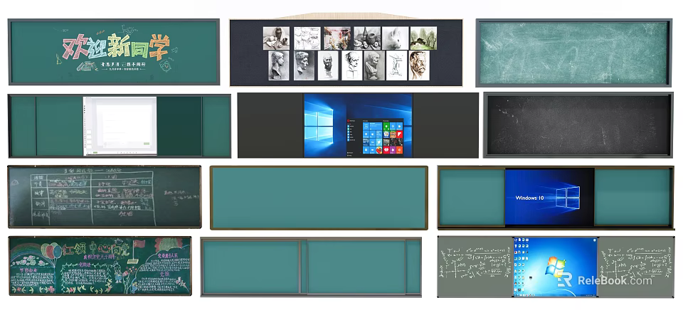 Educational Public Facilities With Various Blackboards Whiteboards And Electronic Screens For Teaching 3d model 