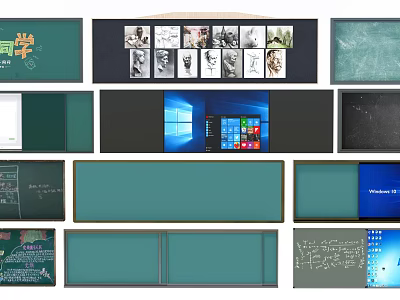 Educational Public Facilities With Various Blackboards Whiteboards And Electronic Screens For Teaching 3d model