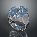 Elegant Silver Ring With Intricate Top Pattern And Shiny Metallic Surface Design 3d model