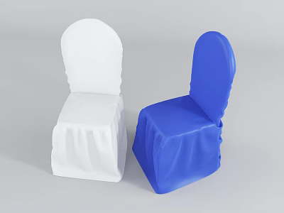 Simple Design Dining Chairs With White And Blue Slipcovers In Minimalist Setting 3d model