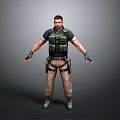 3D Character Model In Tactical Vest Short Sleeve Shirt Cargo Pants Black Gloves Military Boots