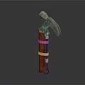 Axe Tool With Wooden Handle Metal Head Pink Blue Straps And Hanging Loop