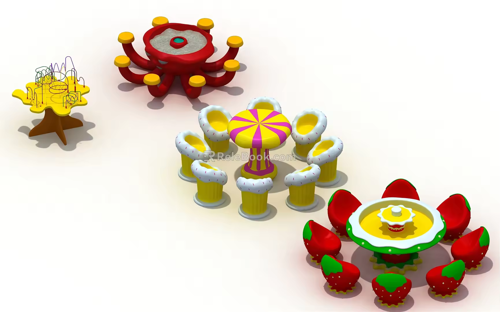 Modern Children's Table and Chair Fun Table and Chair 3d model