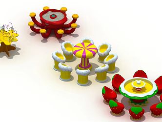 Modern Children's Table and Chair Fun Table and Chair 3d model