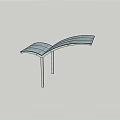 Outdoor Curved Canopy Structure With Modern Design For Public Shade Provision 3d model