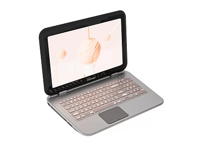 Modern Silver Laptop With Light Colored Keyboard And Graphic Display Screen 3d model