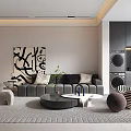 Modern Living and Dining Room Interior With Gray Sofa Coffee Table TV And Large Window