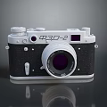 Vintage FED 2 Electronic Camera With White Black Body Lens Control Buttons And Reflection