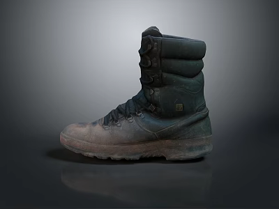 Durable Dark High Top Work Boots With Thick Soles And Worn Look For Outdoor Use 3d model