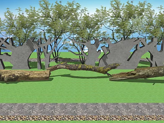 modern rotten wood rotting tree root stake 3d model