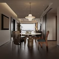 Elegant Modern Living Dining Room Interior With Beige Sofa Wooden Coffee Table And Decor