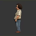 3D Animated Game Movie Character Male with Brown Hair Beard Light Shirt Blue Jeans Handcuffs