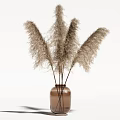 Brown Glass Vase With Dried Pampas Grass Stems for Interior Decoration