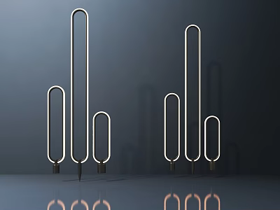 Modern Floor Lamps With Long Tube Lights Varying Heights And Metal Bases 3d model