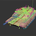 Desert Camouflage Modern Military Battle Tank With Turret Cannon And Tracks