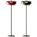 Modern Floor Lamp Design With Colorful Transparent Shades And Black Metal Poles