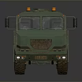 Green Heavy Duty Military Truck With Crane Orange Warning Lights Multiple Wheels