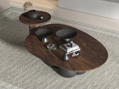 Middle Ancient Tea Table Round Tea Table 3d model