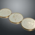 Shiny Gold Coins Featuring Various Designs And 1 RUB Inscription For Daily Use