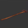Vintage Axe Weapon With Dark Metal Head And Brown Wooden Handle On Dark Background