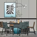 Modern Dining Table and Chair Combination 3d model