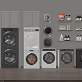 Modern Bathroom Cabinet With Laundry Storage Washing Machine Dryer And Cleaning Supplies