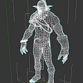 Mythical Creature Sculpture Detailed Carving With Muscular Body Bandaged Arms Legs Spiked Ears And Necklace
