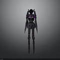 Futuristic Mechanical Creature Character With Purple Accents And Black Limb Structure