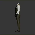 Stylish Men's Outfit with White Shirt Brown Vest Trousers Black Gloves and Brown Shoes