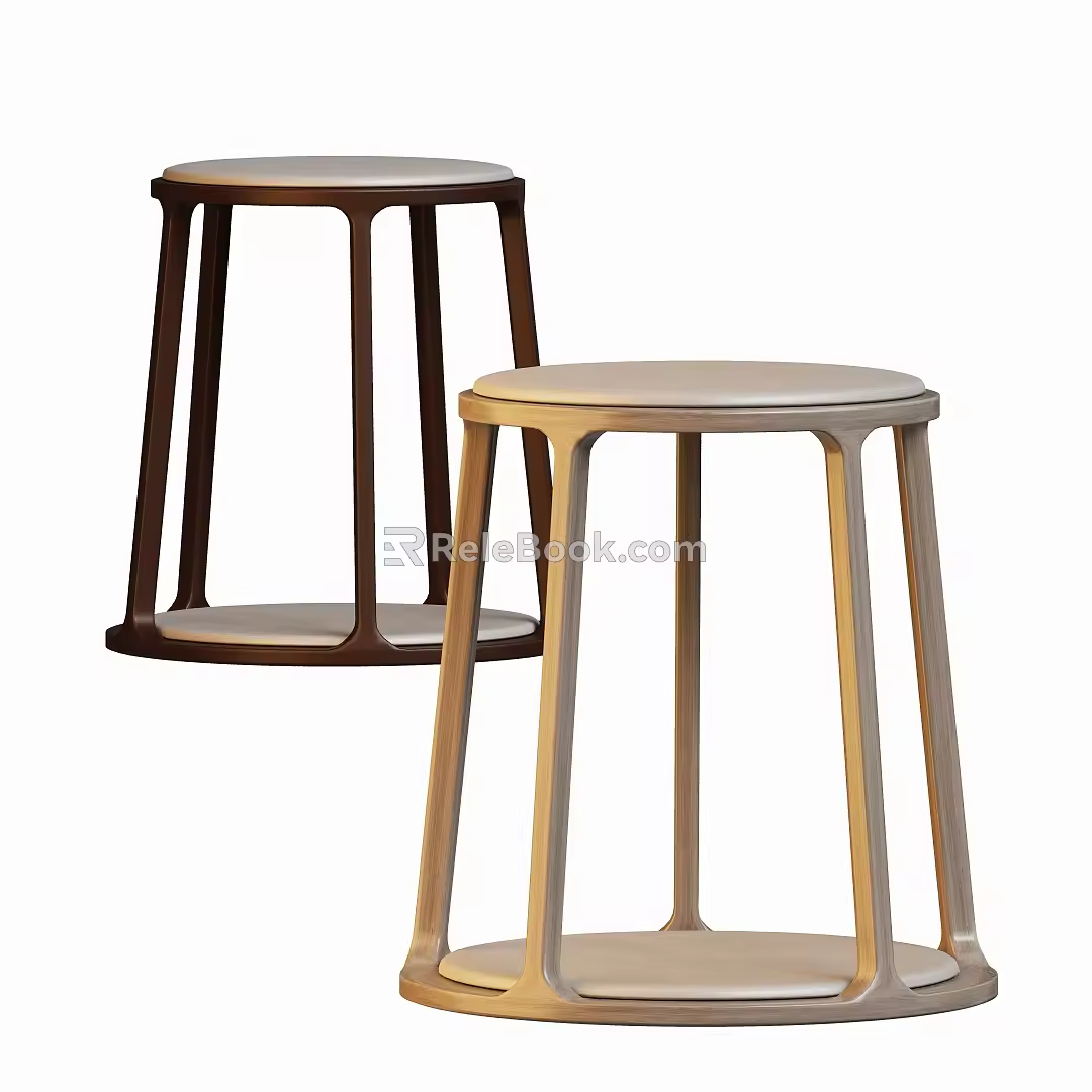 Modern log round stool 3d model