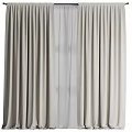Beige Layered Curtains With Sheer Inner Panel And Elegant Draped Design