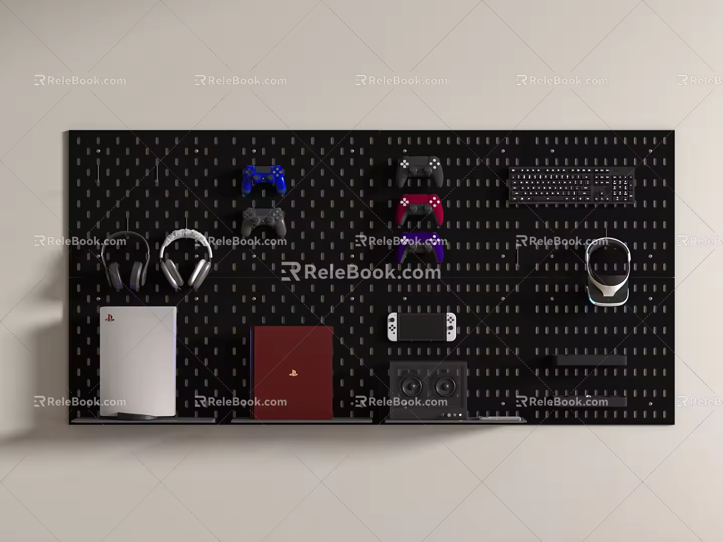 Computer hole board game equipment decorative board headset keyboard 3d model