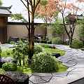 Japanese Karesansui Zen Garden With Raked Gravel Stone Pathway Rock Formations And Stone Lantern