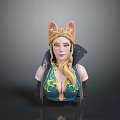 Game and Movie Character with Cat Ears Long Blonde Hair Blue Top and Golden Ornaments