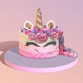 Colorful Unicorn Cake Decorated With Pink Purple Roses Unicorn Ears Golden Horn And Eyelashes