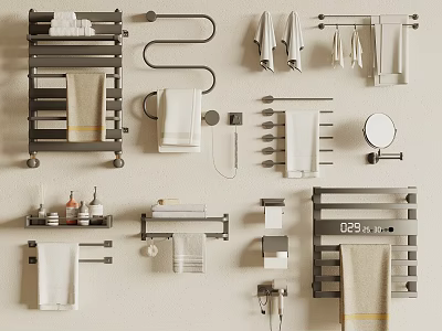 Modern Bathroom Accessories Towel Racks And Fixtures 3d model