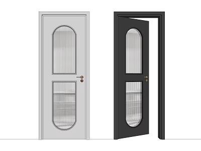 Modern Swing Doors With Glass Panels in White and Black Design 3d model