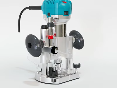 Industrial Electric Wood Router With Blue Silver Body Stable Base And Ergonomic Handles 3d model