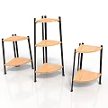 Modern Corner Shelves With Wooden Layers And Black Metal Frames For Home Storage Use