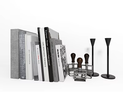 Modern ornaments books furnishings 3d model